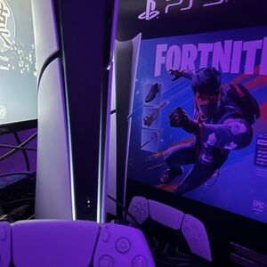 Sony PlayStation 5 Console with White DualSense — Purple LED Accent